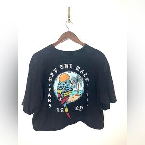 VANS Off The Wall Cropped Black Tee Shirt | XL‎
